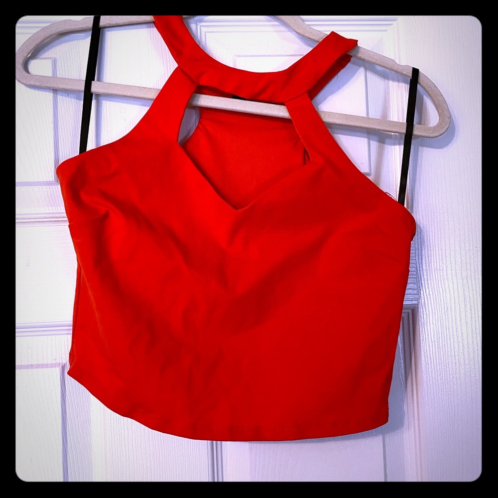 Bebe coral crop top